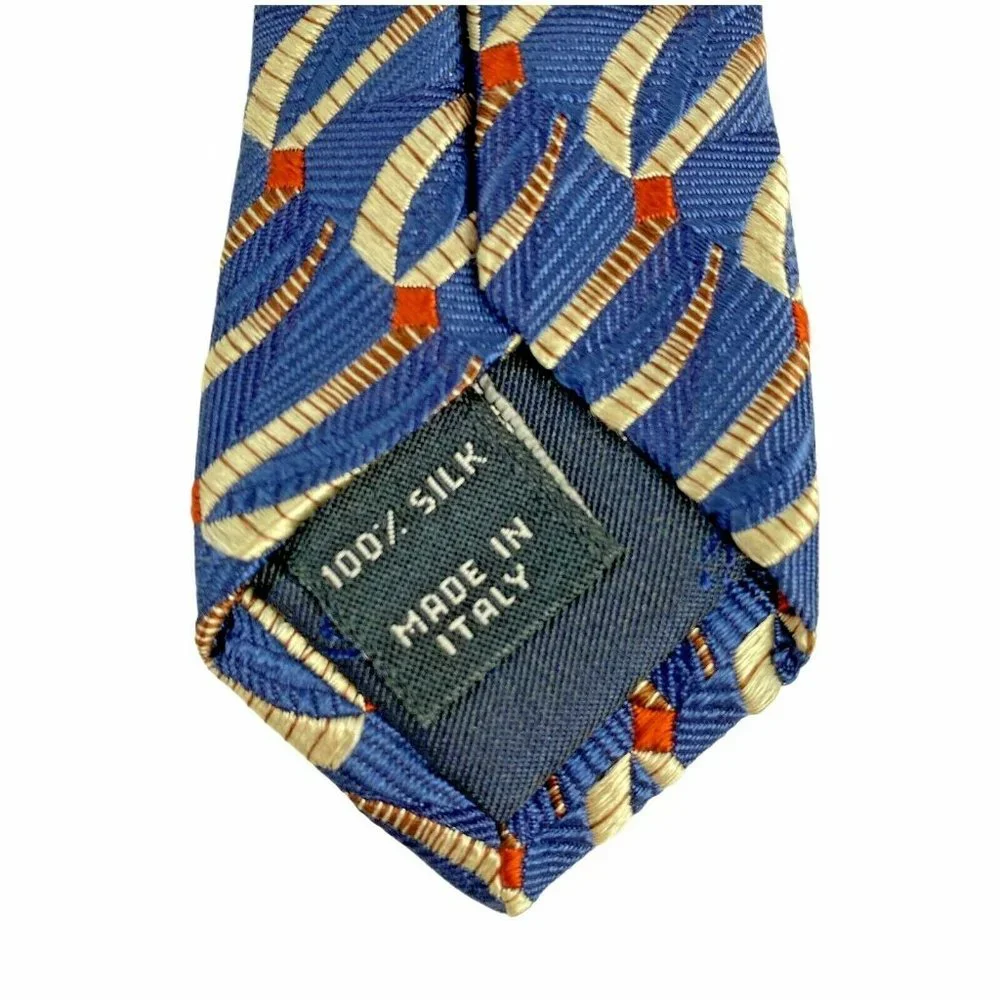 JOS‎ A BANK Blue Gold Interlocking Geometric Tie